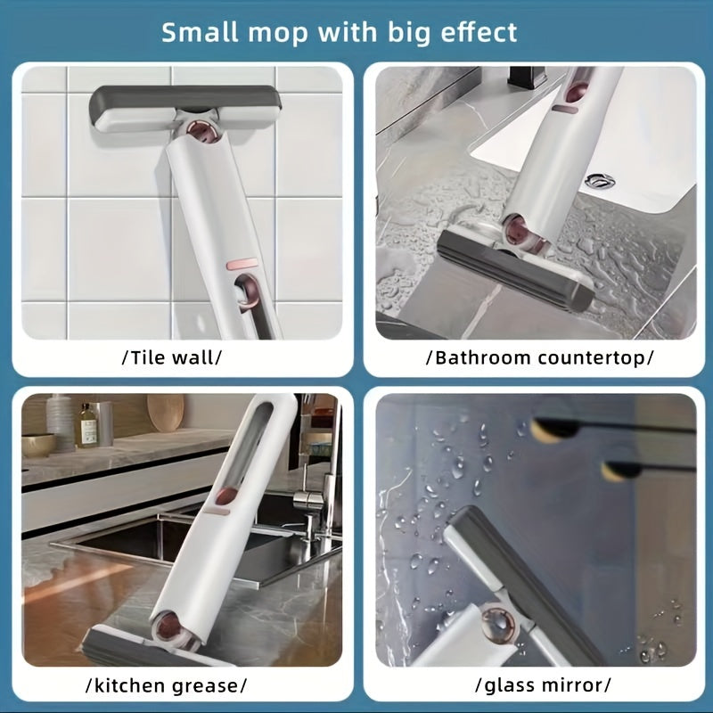 Self-Squeeze Portable Mini Mop – Hand-Free 2-in-1 Wet Dry Cleaning Tool