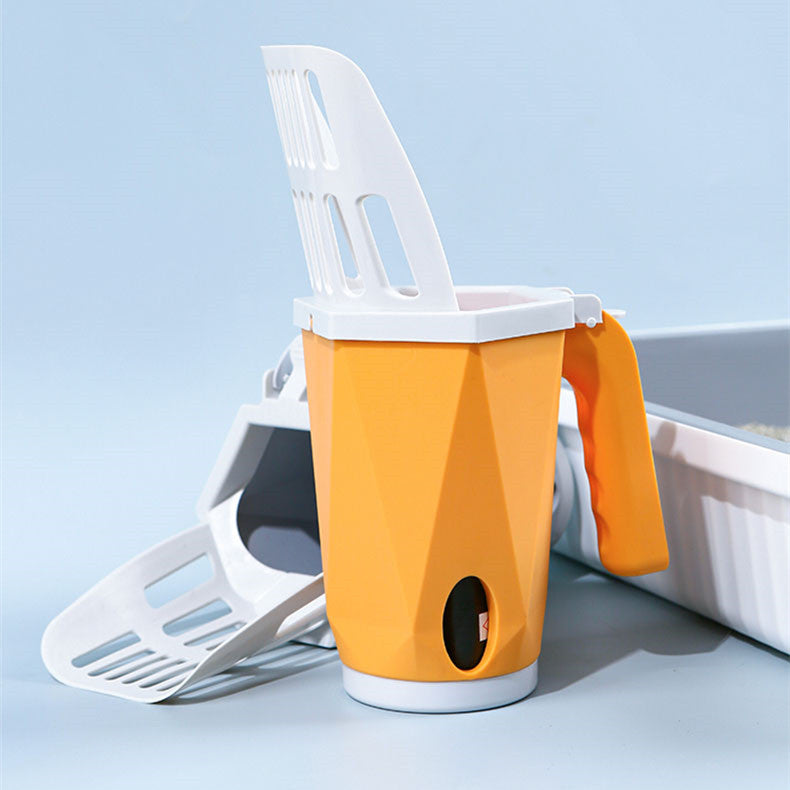 Portable Pets Litter Scoop with Built-In Trash Can & Bags