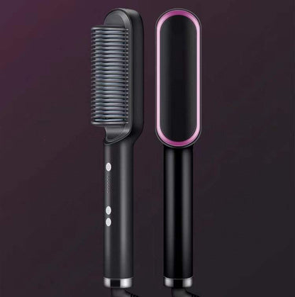 2-in-1 Negative Ion Hair Straightener Brush – USB Ceramic Hot Comb