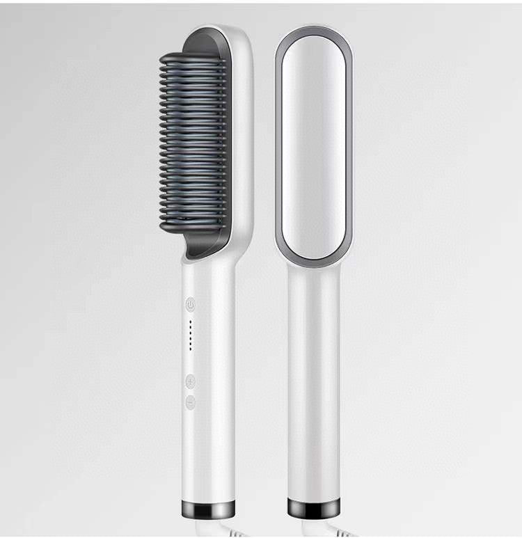 2-in-1 Negative Ion Hair Straightener Brush – USB Ceramic Hot Comb