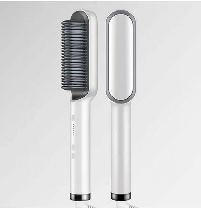 2-in-1 Negative Ion Hair Straightener Brush – USB Ceramic Hot Comb