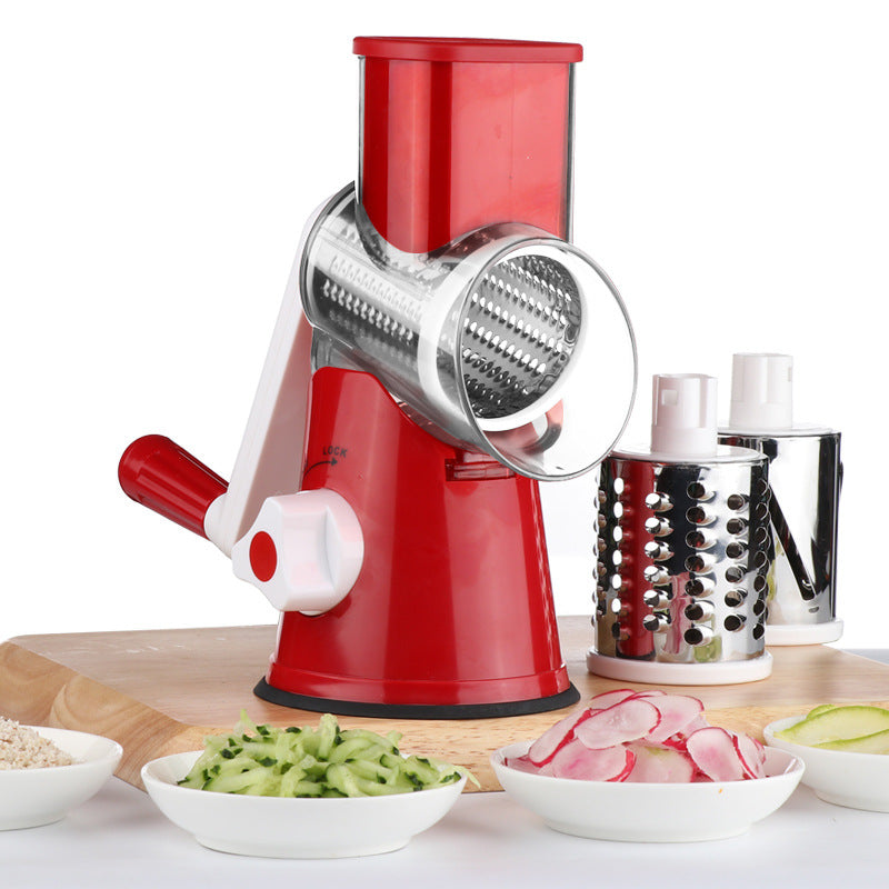 Rotary Vegetable Chopper – 4‑in‑1 Roller Slicer & Grater for Potato, Carrot, Cheese