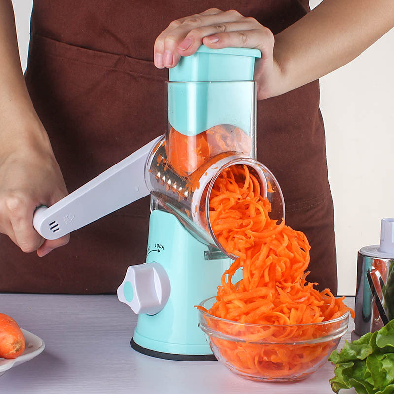 Rotary Vegetable Chopper – 4‑in‑1 Roller Slicer & Grater for Potato, Carrot, Cheese
