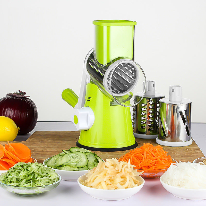 Rotary Vegetable Chopper – 4‑in‑1 Roller Slicer & Grater for Potato, Carrot, Cheese