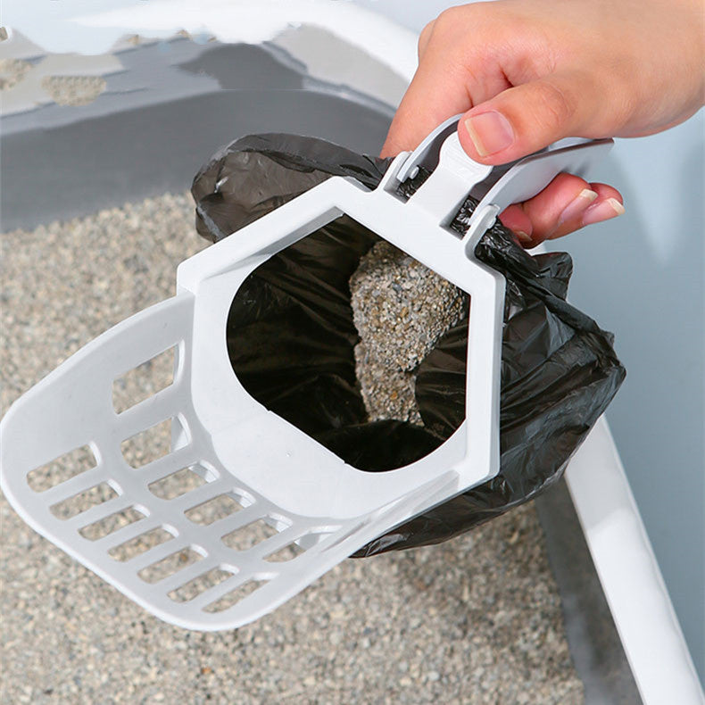 Portable Pets Litter Scoop with Built-In Trash Can & Bags