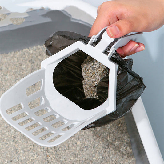 Portable Pets Litter Scoop with Built-In Trash Can & Bags