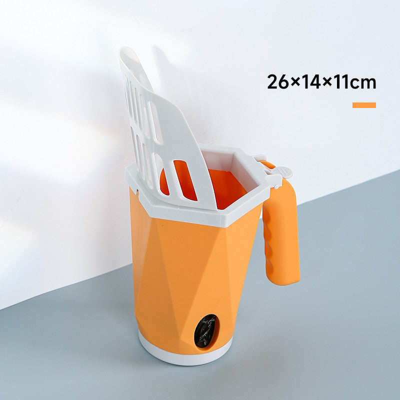 Portable Pets Litter Scoop with Built-In Trash Can & Bags