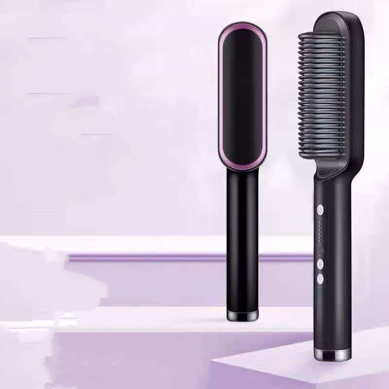 2-in-1 Negative Ion Hair Straightener Brush – USB Ceramic Hot Comb