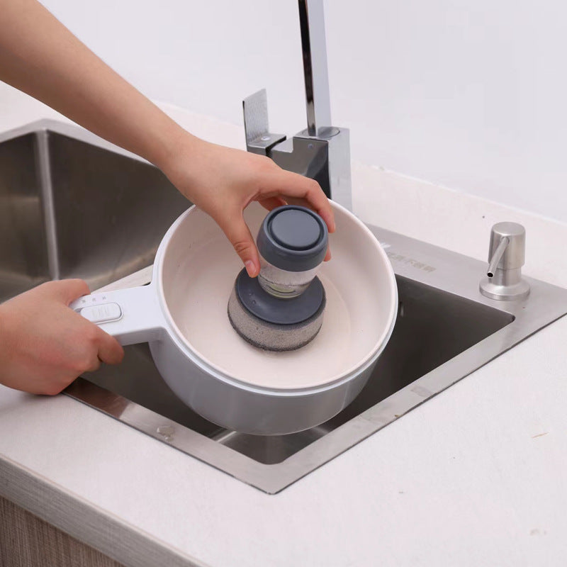 Press & Clean Dish Brush – Liquid Dispensing Scrubber for Kitchen & Bath