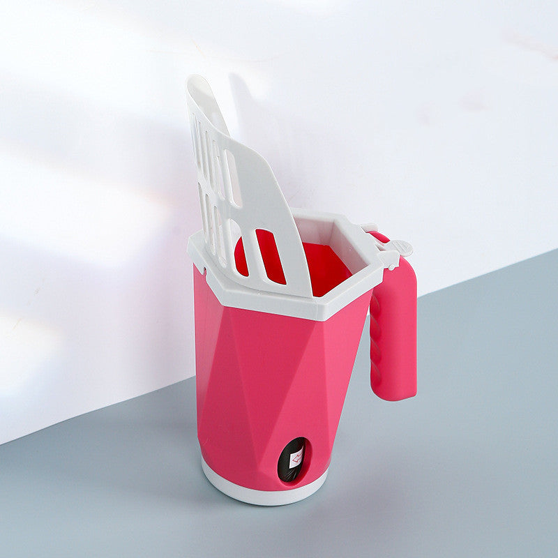 Portable Pets Litter Scoop with Built-In Trash Can & Bags