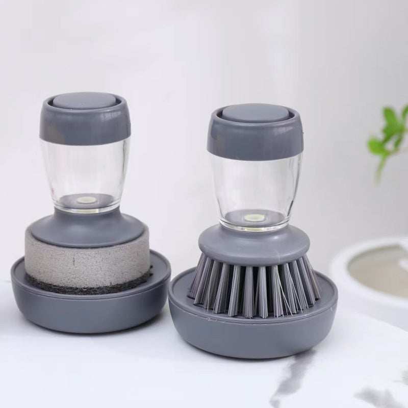 Press & Clean Dish Brush – Liquid Dispensing Scrubber for Kitchen & Bath