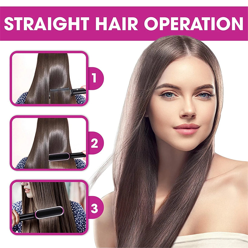 2-in-1 Negative Ion Hair Straightener Brush – USB Ceramic Hot Comb