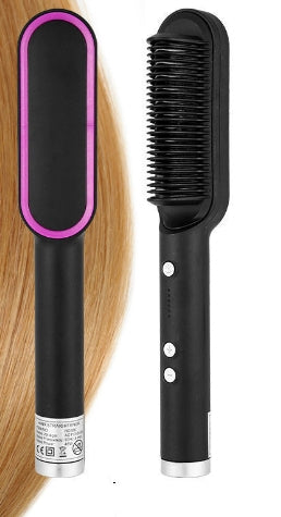 2-in-1 Negative Ion Hair Straightener Brush – USB Ceramic Hot Comb